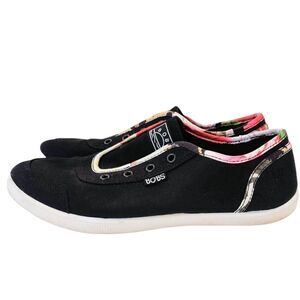 BOBS by Skechers Black Canvas Laceless Slip-On Casual Sneakers sz 8.5